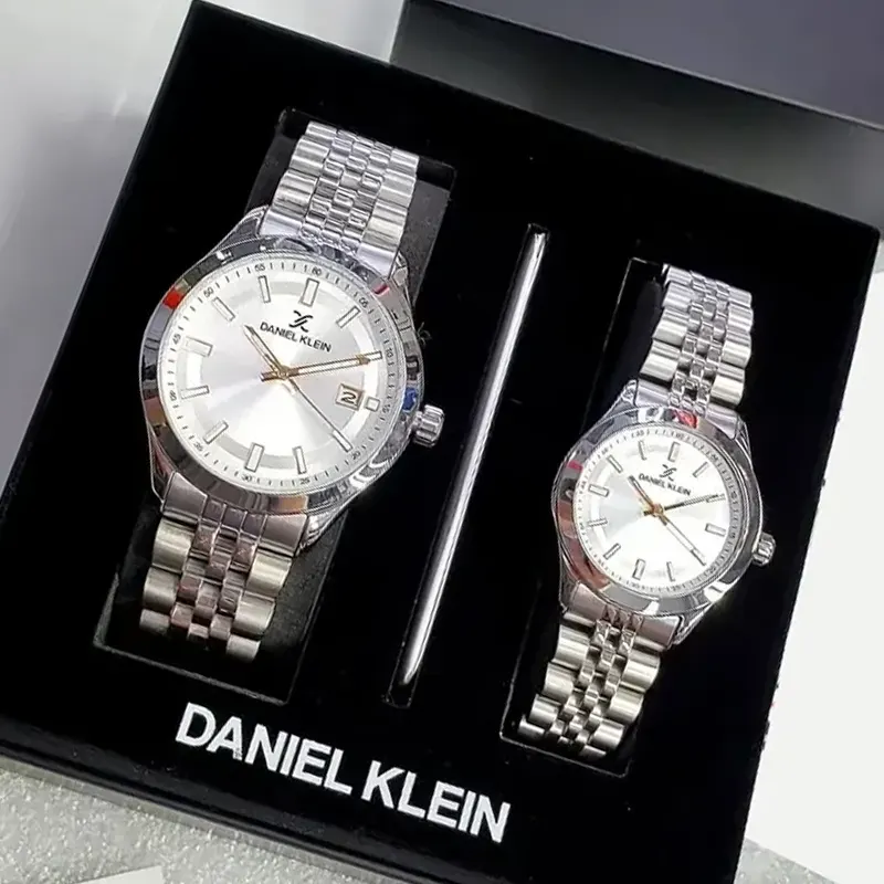 Daniel Klein Japan Quartz Silver Dial Silver-tone Couple Set- DK.1.13405-1